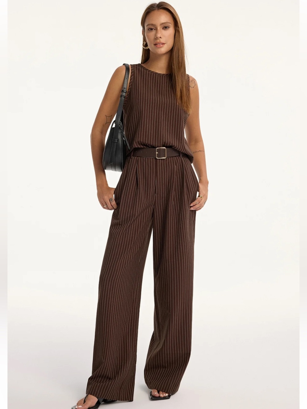 NWT Commense Pinstripe Sleeveless Top and Pants Set